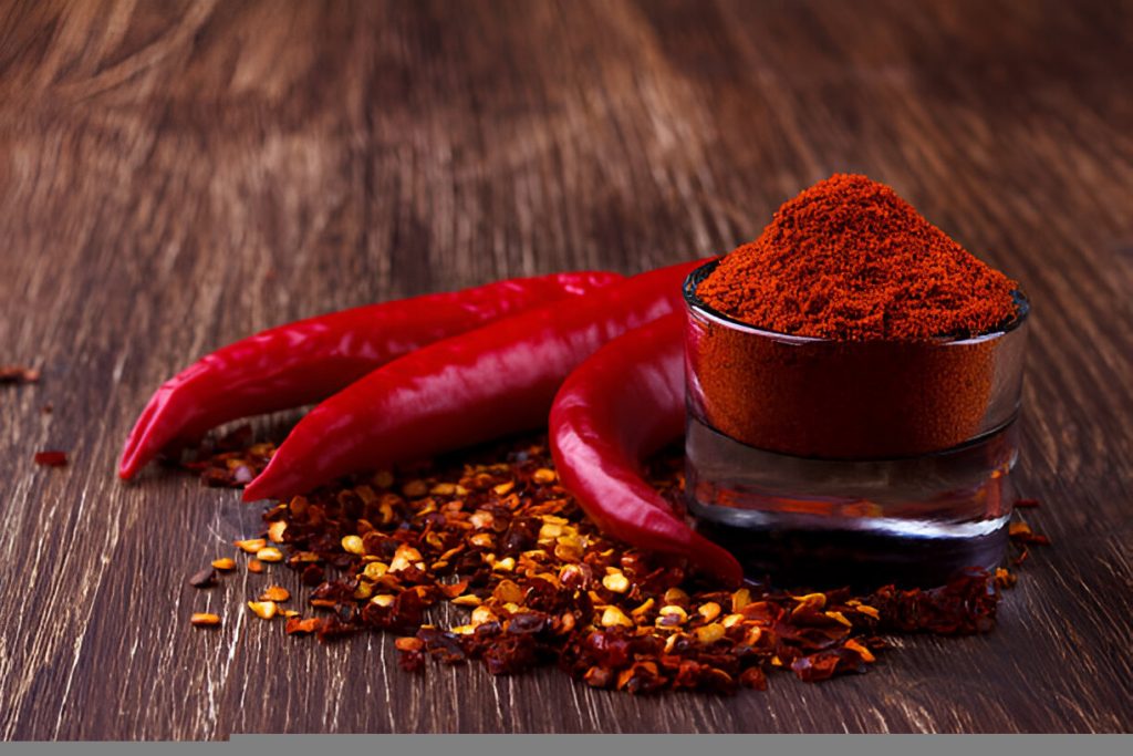 Indian red chilli and powder